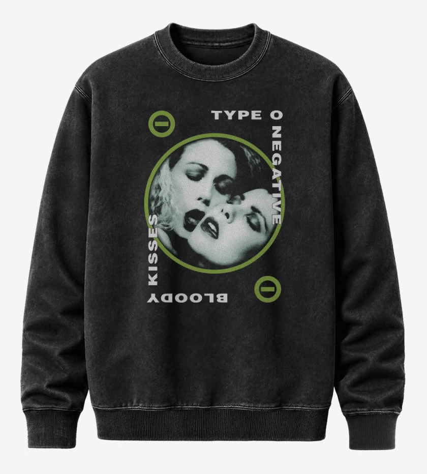Poleron Polo Acid Wash Negro de Bloody Kisses II