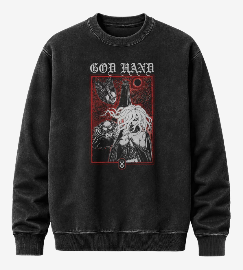 Poleron Polo Acid Wash Negro de God Hand