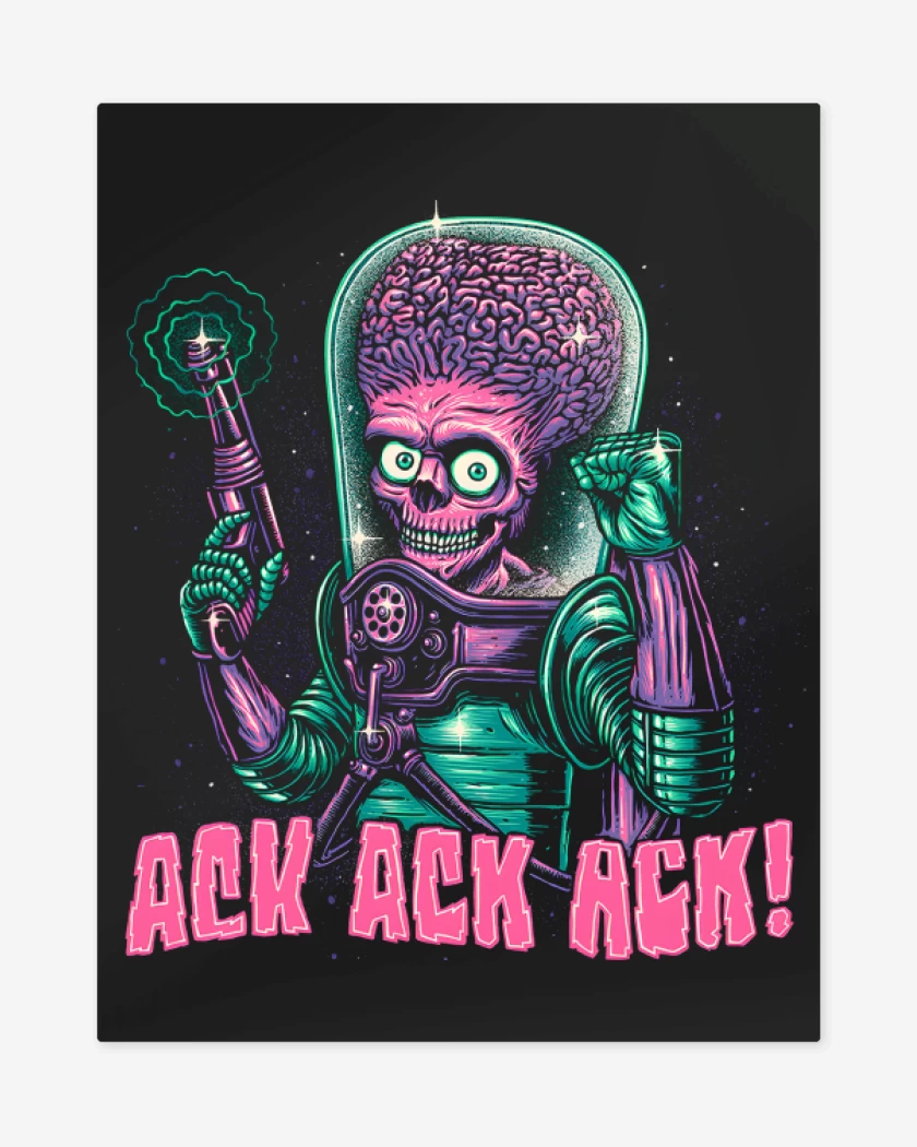 Print metalico Negro de Mars Ack Ack AtAck