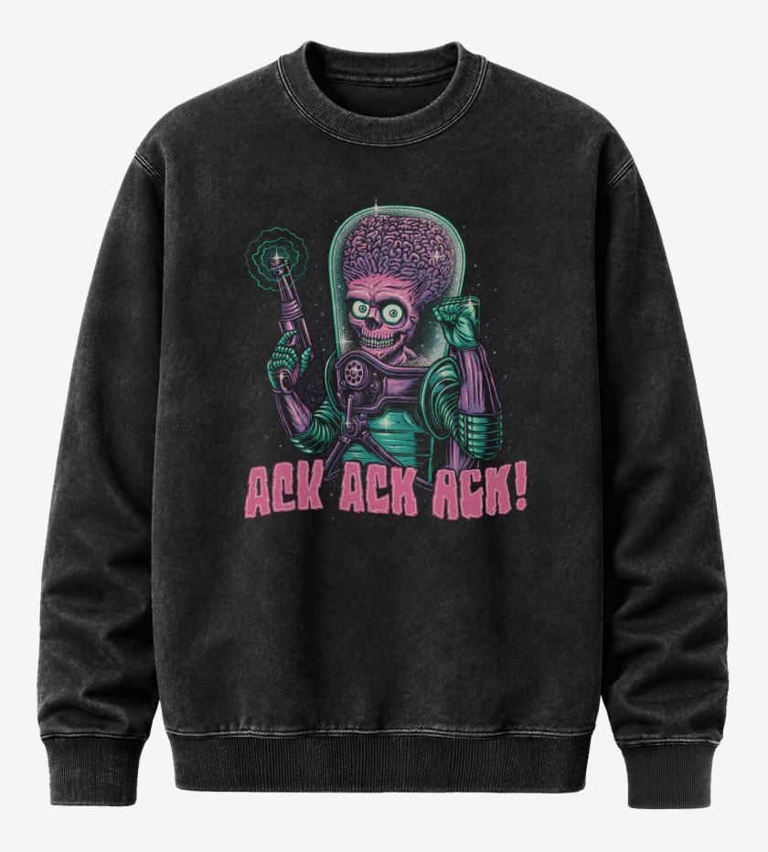 Poleron Polo Acid Wash Negro de Mars Ack Ack AtAck