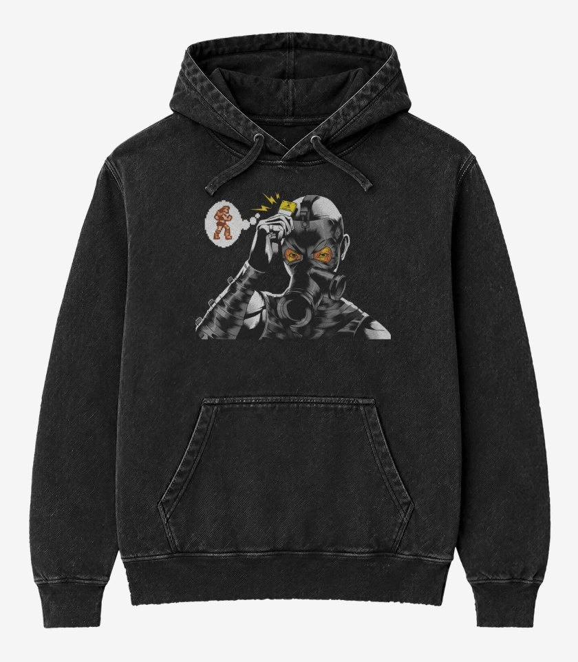 Poleron Canguro Acid Wash Negro de Psycho Memory Card