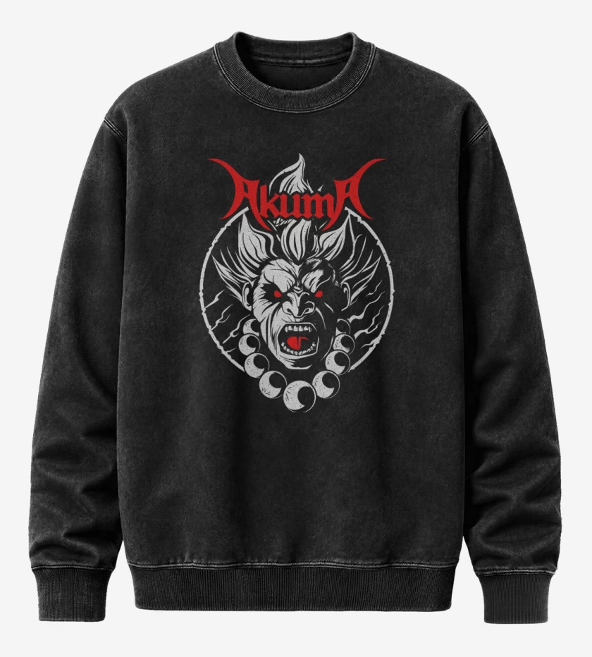 Poleron Polo Acid Wash Negro de Akuma Metal