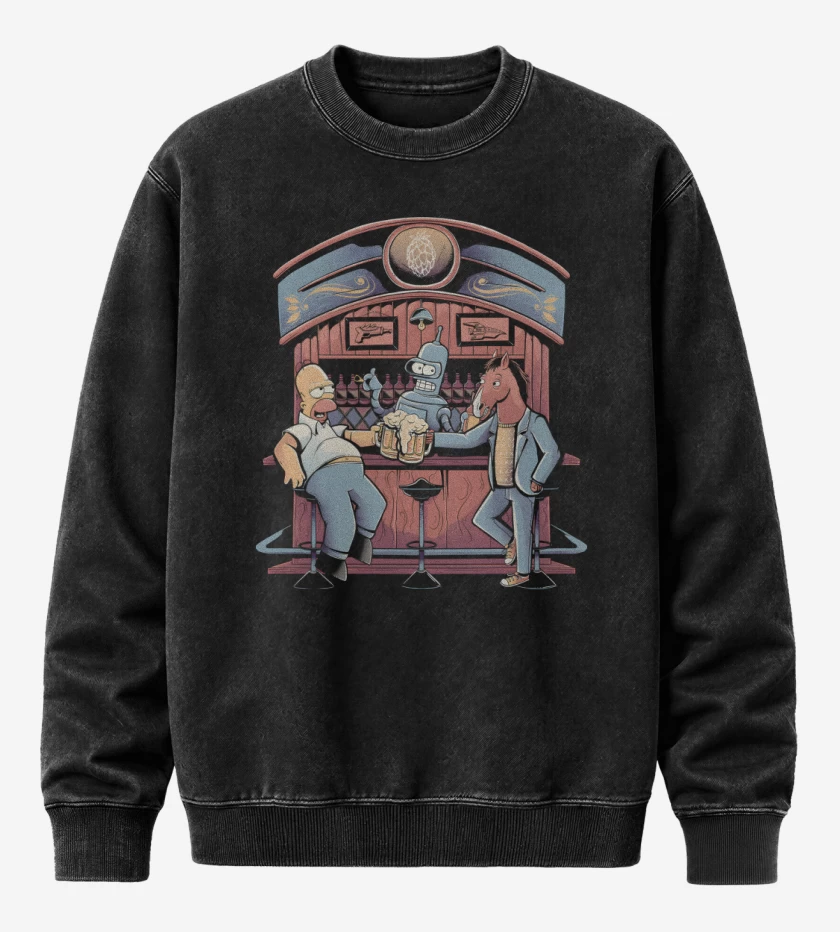 Poleron Polo Acid Wash Negro de La Hora Feliz