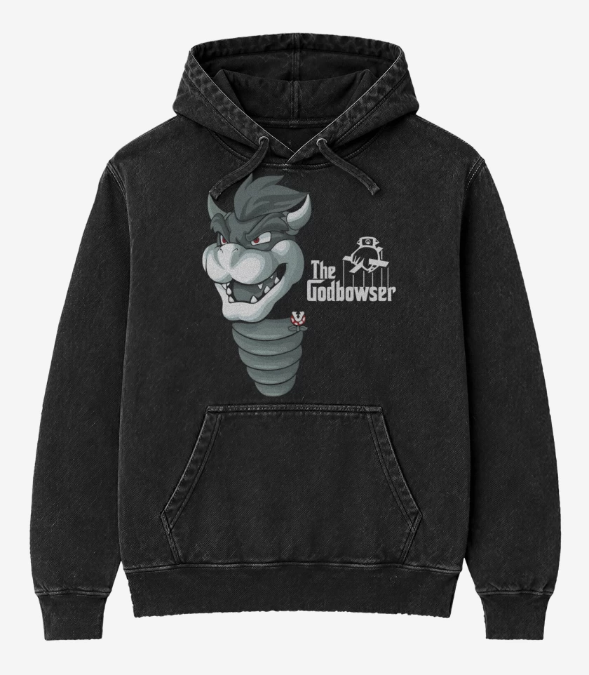 Poleron Canguro Acid Wash Negro de The Godbowser