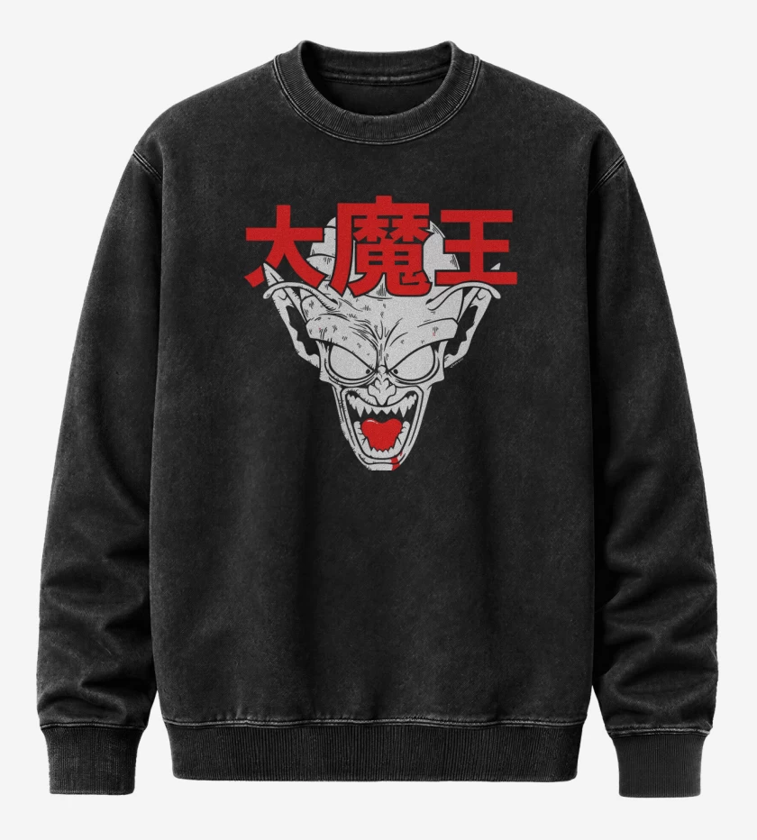 Poleron Polo Acid Wash Negro de Gran Rey Demonio