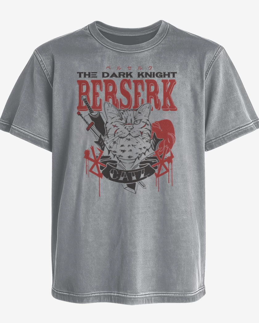 Polera desgastada Gris Melange de Gato Guts