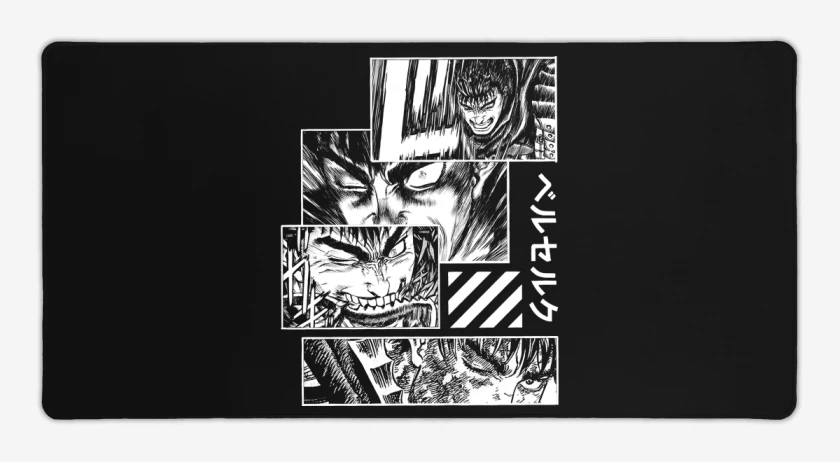 Mouse pad Gamer Negro de Ira de Guts