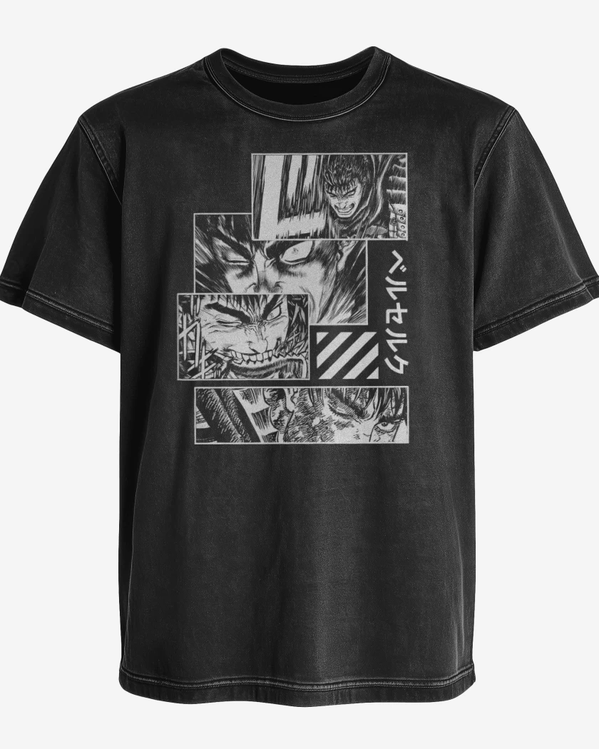 Polera desgastada Negro de Ira de Guts