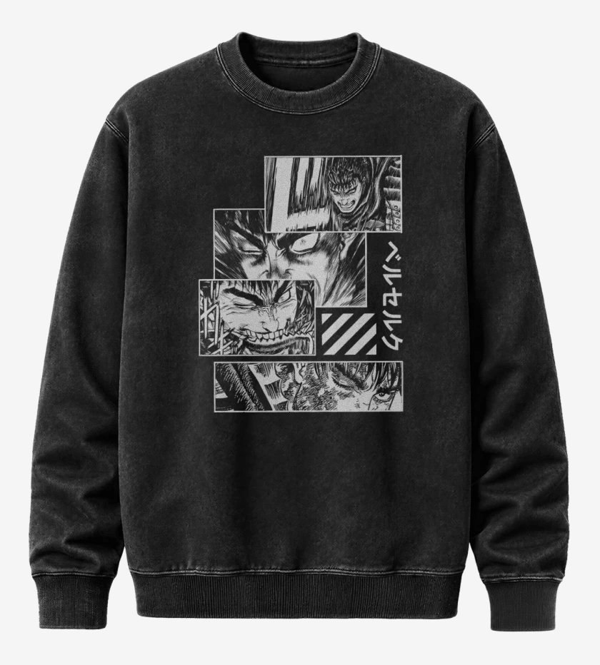 Poleron Polo Acid Wash Negro de Ira de Guts