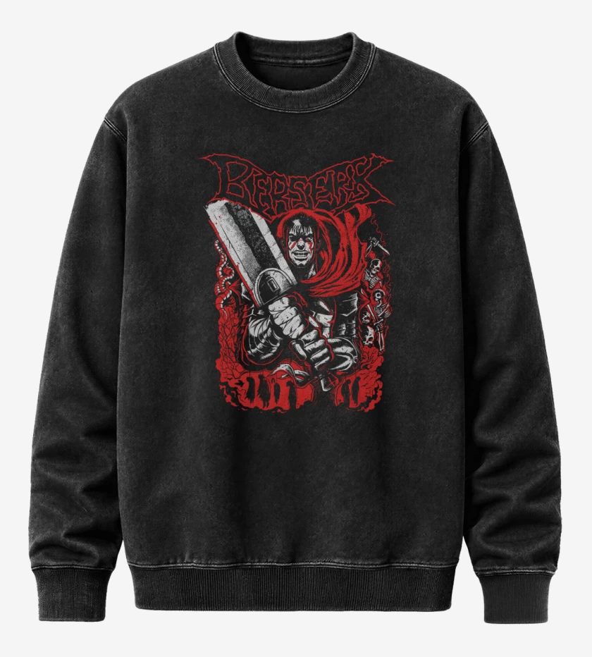 Poleron Polo Acid Wash Negro de Bloody Guts