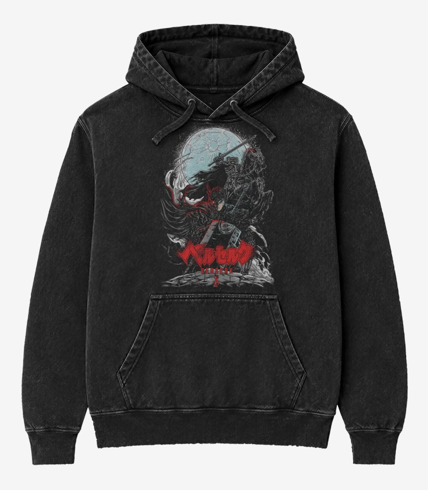 Poleron Canguro Acid Wash Negro de Caballero Oscuro