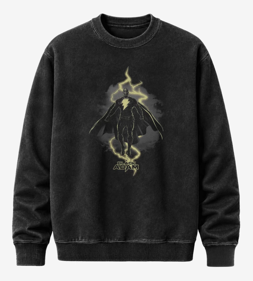 Poleron Polo Acid Wash Negro de Black Adam I