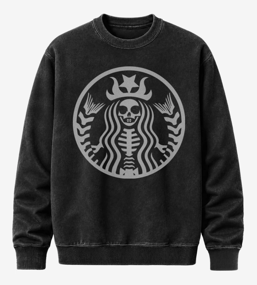Poleron Polo Acid Wash Negro de Starbucks