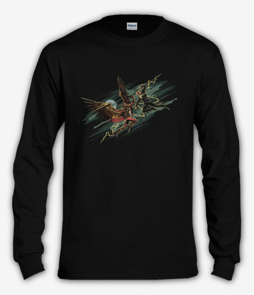 Polera manga larga Black Adam vs Hombre Halcón