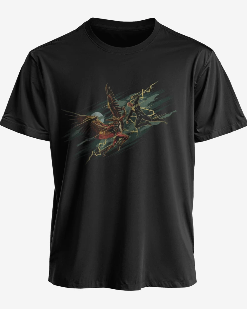 Polera Black Adam vs Hombre Halcón