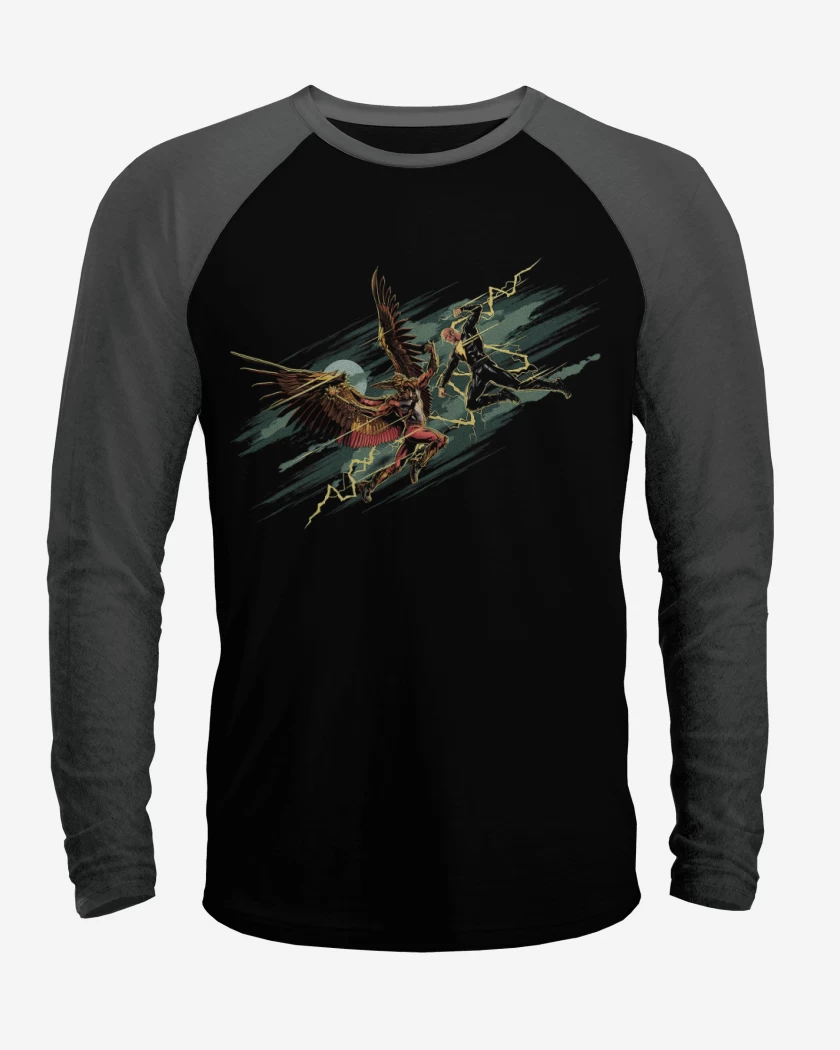 Polera Raglan Black Adam vs Hombre Halcón