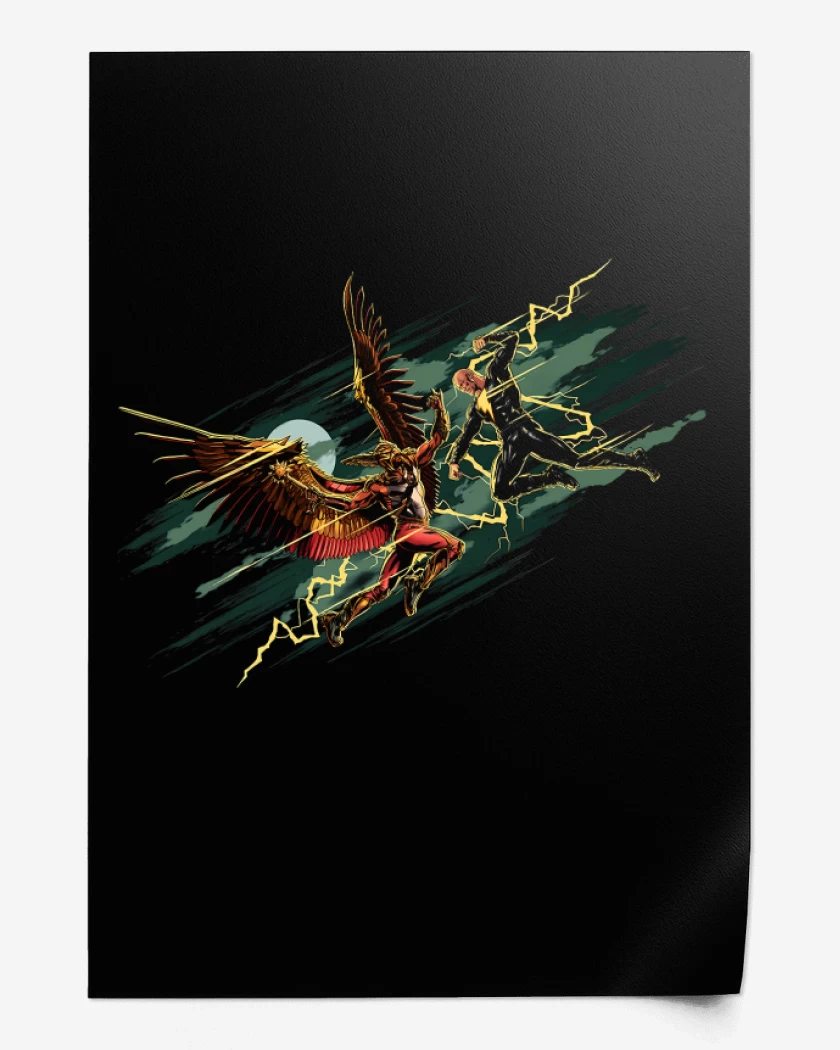Print Black Adam vs Hombre Halcón