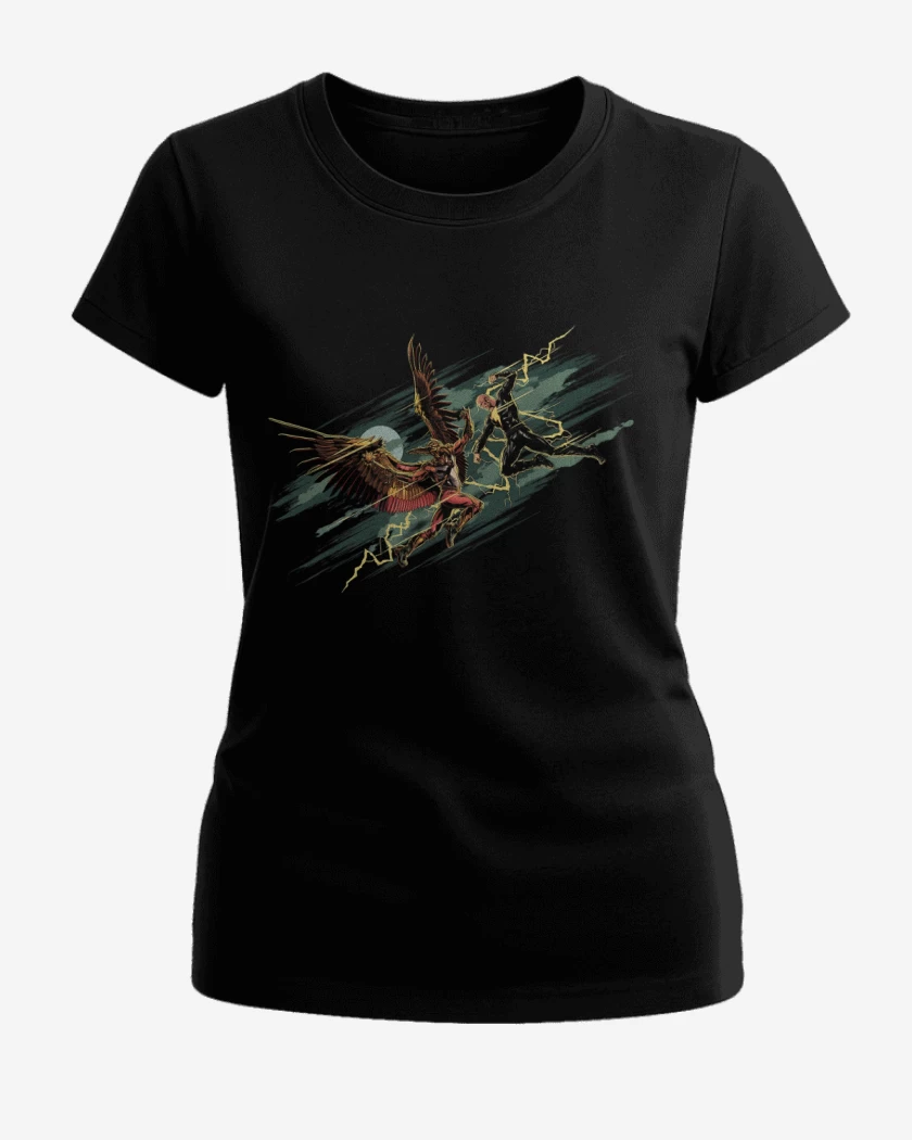 Polera de Mujer Black Adam vs Hombre Halcón