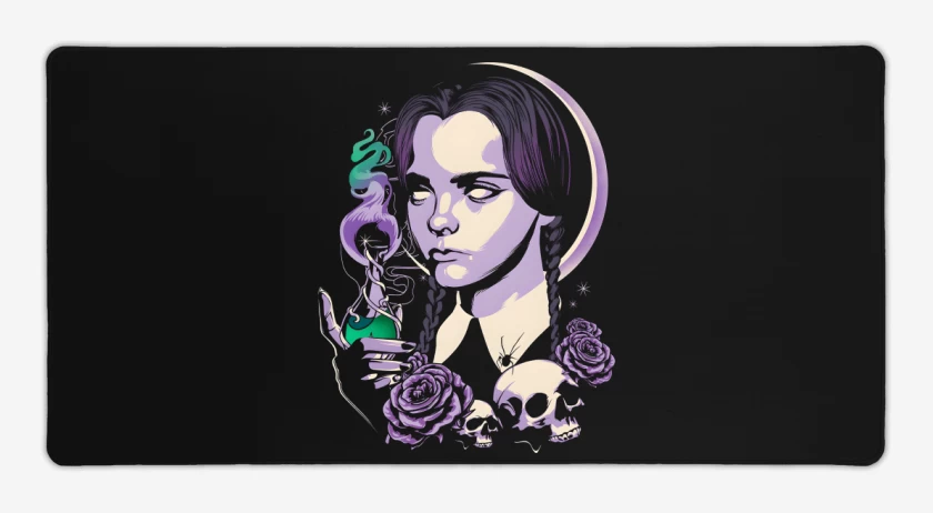 Mouse pad Gamer Negro de Merlina Miercoles