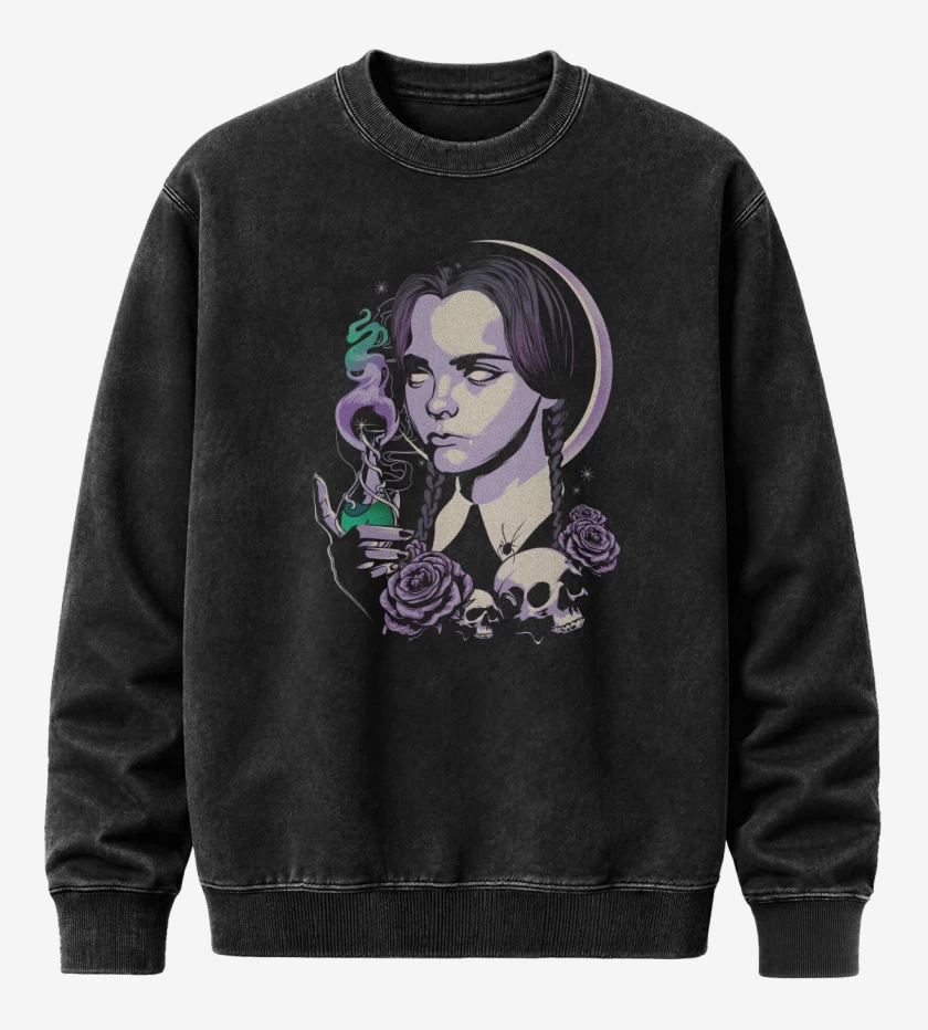 Poleron Polo Acid Wash Negro de Merlina Miercoles