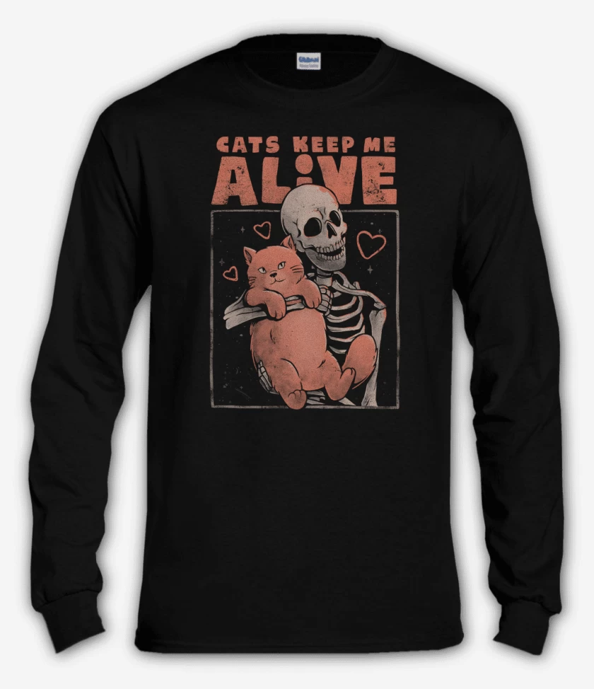 Polera manga larga Negro de Cats Keep Me Alive