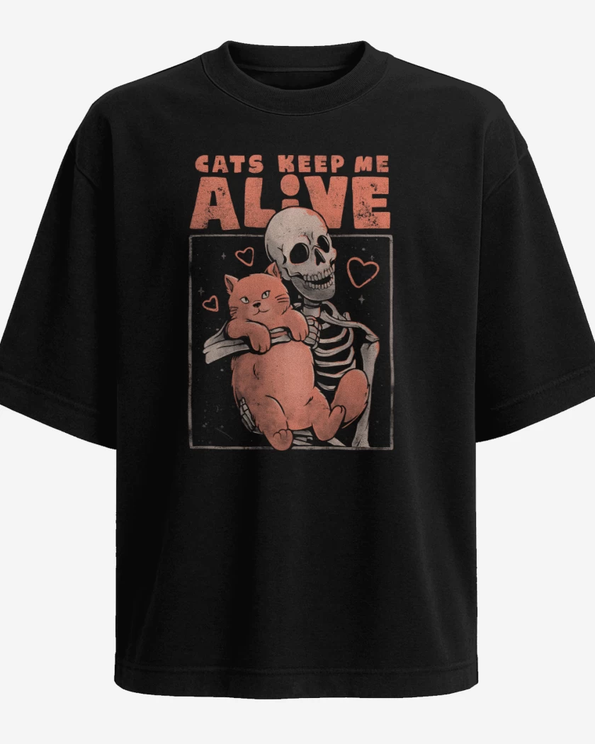 Polera Oversize Cats Keep Me Alive