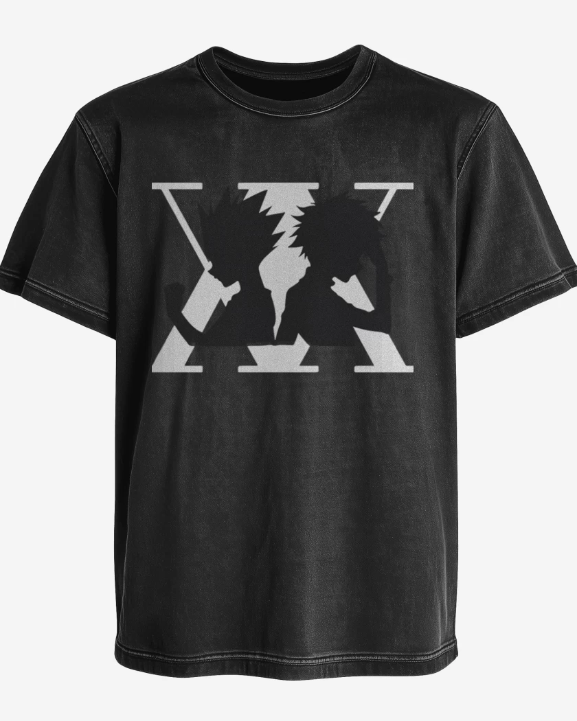 Polera desgastada Negro de Hunter x
