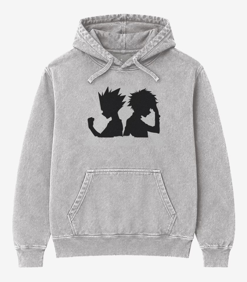 Poleron Canguro Acid Wash Gris Melange de Hunter x