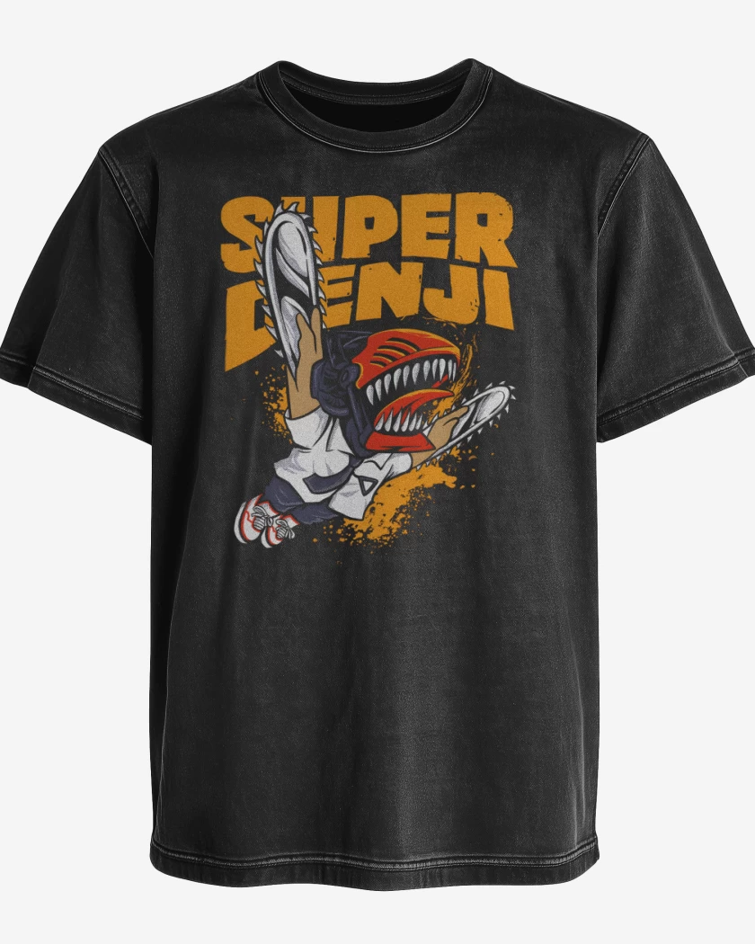 Polera desgastada Negro de Super Denji World