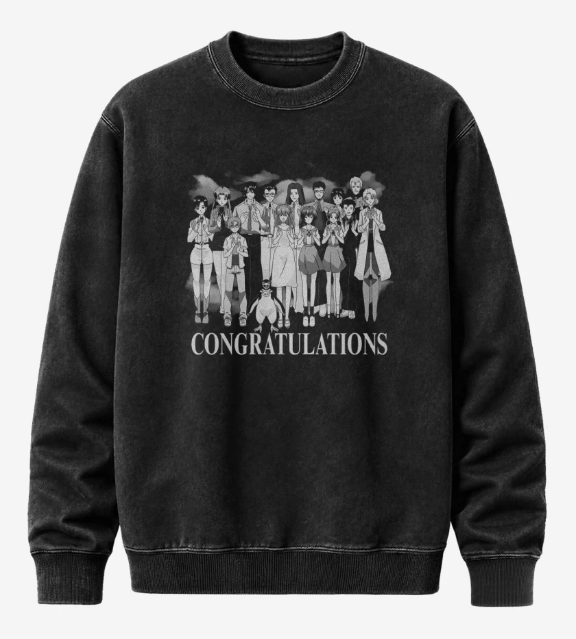 Poleron Polo Acid Wash Negro de Congratulations Shinji