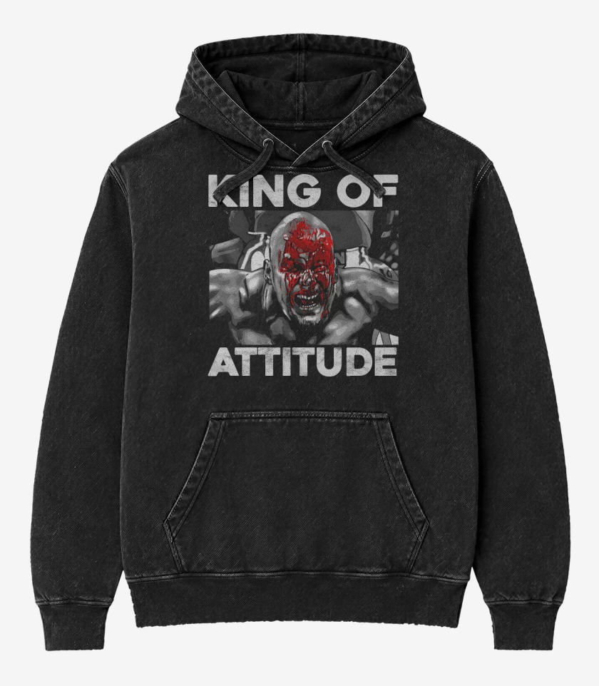 Poleron Canguro Acid Wash Negro de King of Attitude