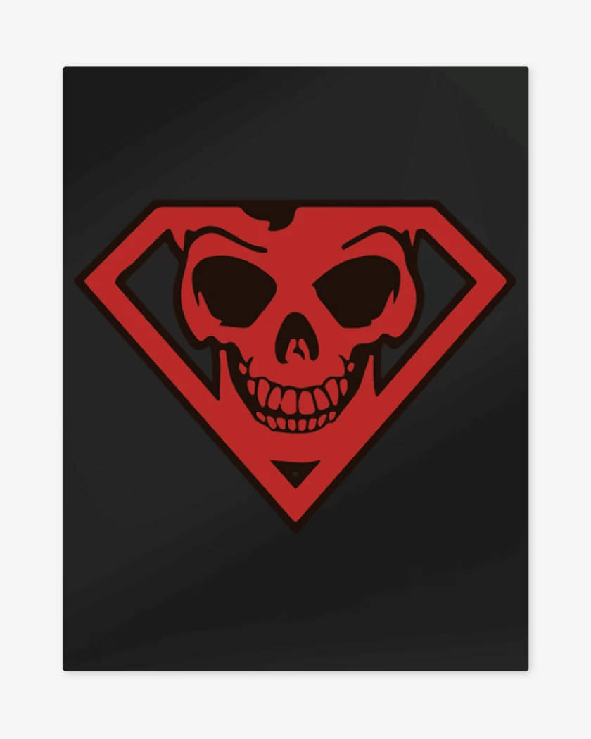 Print metalico Negro de Superman skull