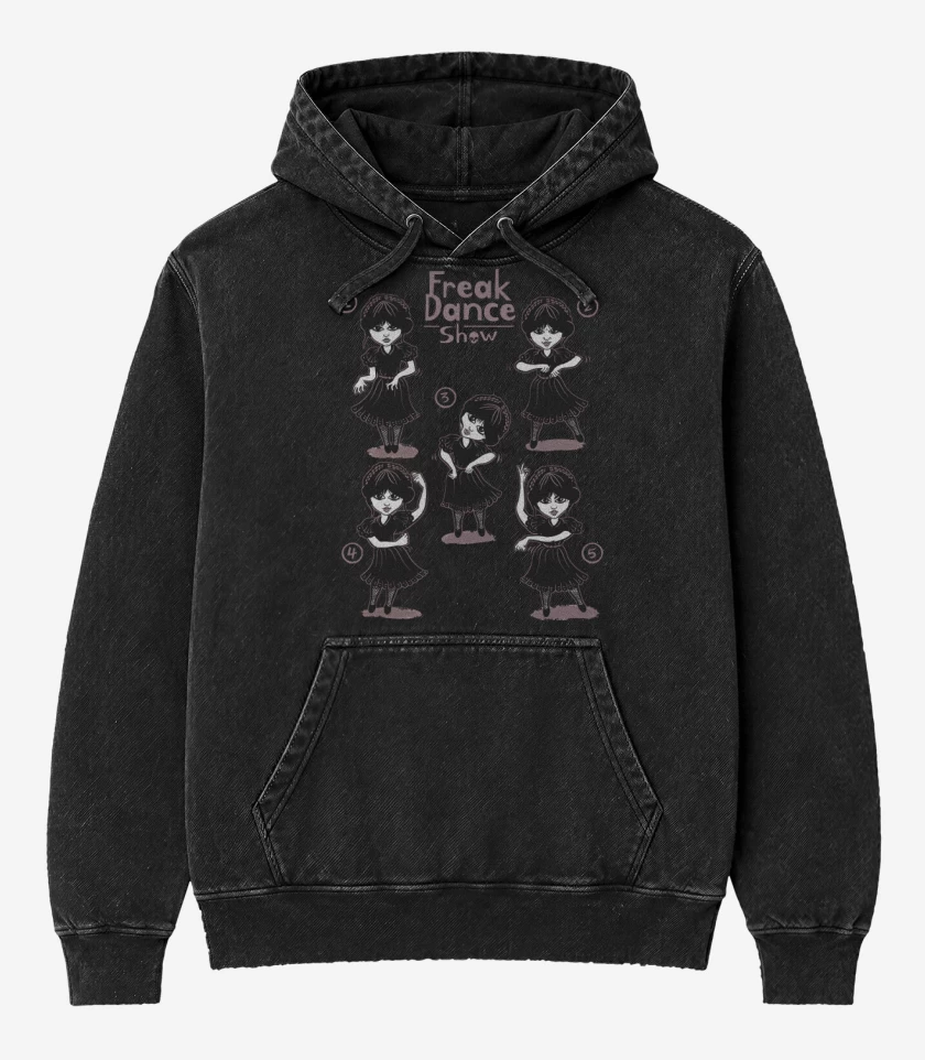 Poleron Canguro Acid Wash Negro de Baile Freak