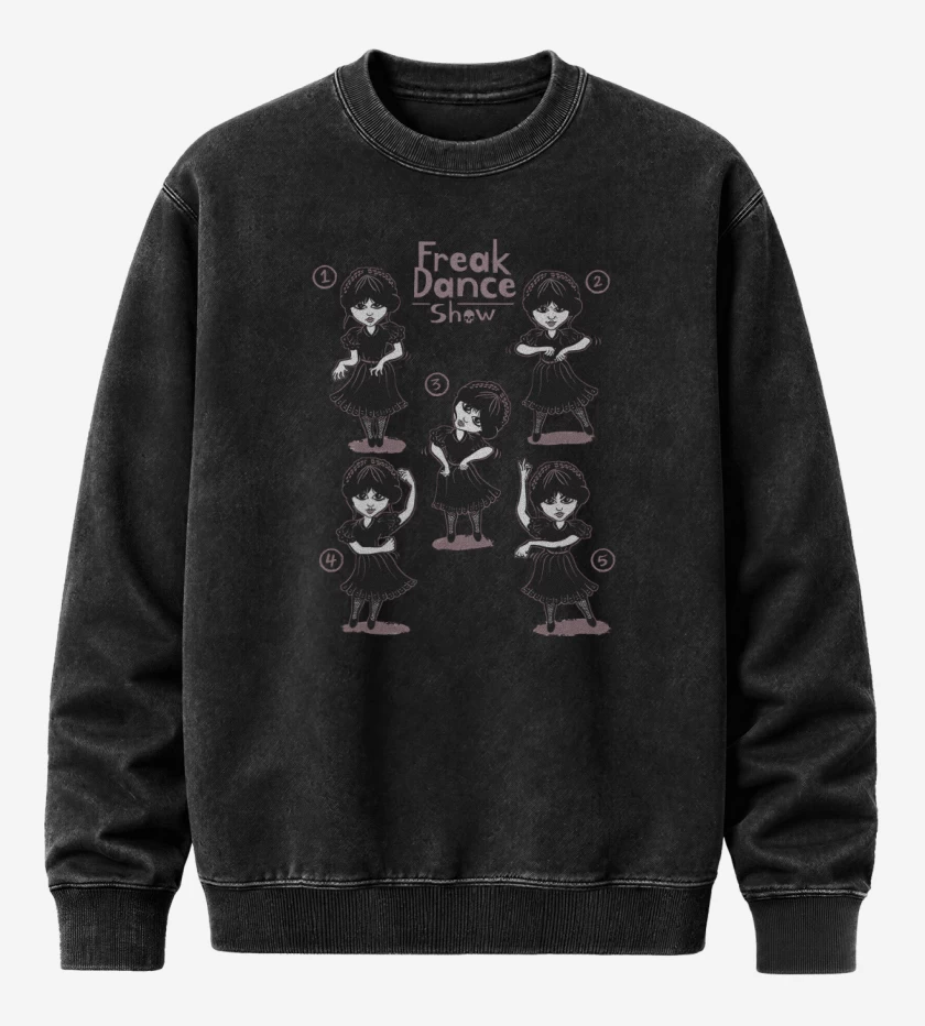 Poleron Polo Acid Wash Negro de Baile Freak