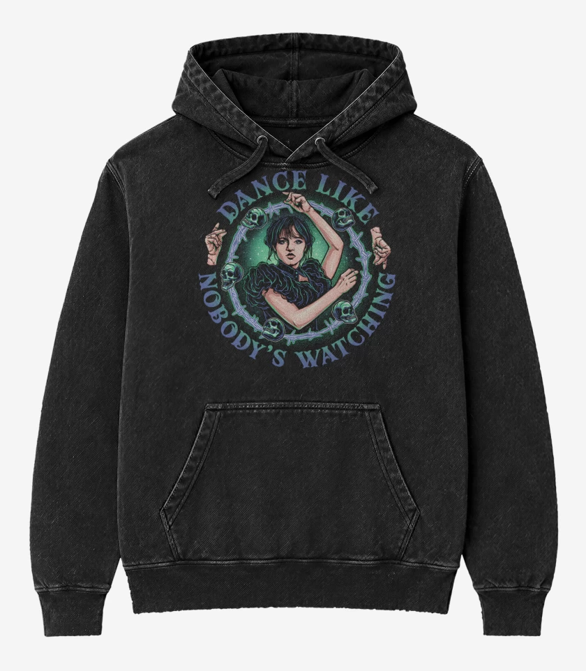 Poleron Canguro Acid Wash Negro de Dance Like Merlina