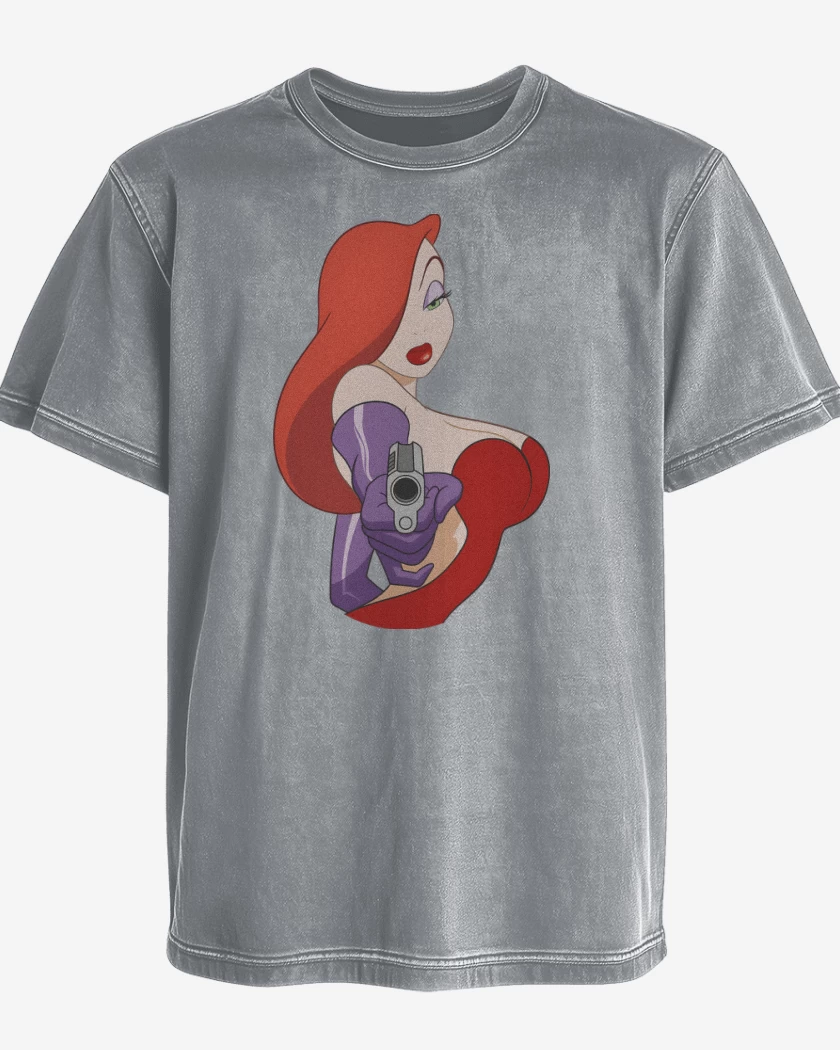 Polera desgastada Gris Melange de Jessica Rabbit