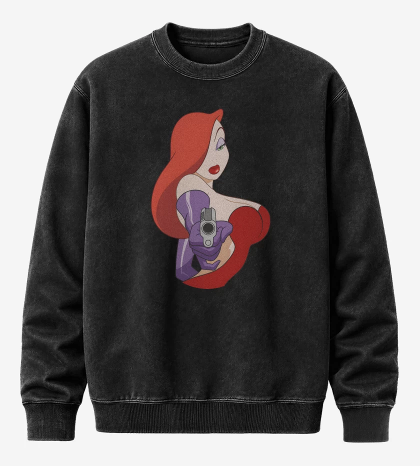 Poleron Polo Acid Wash Negro de Jessica Rabbit