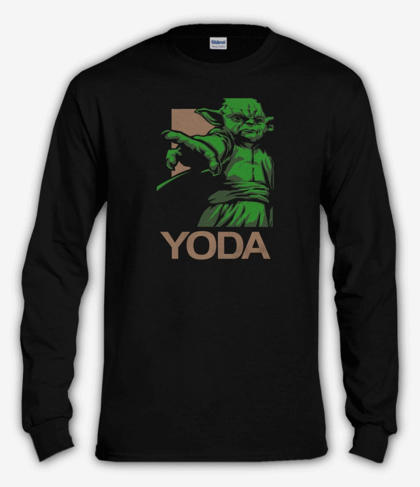 Polera manga larga Negro de Yoda brigido