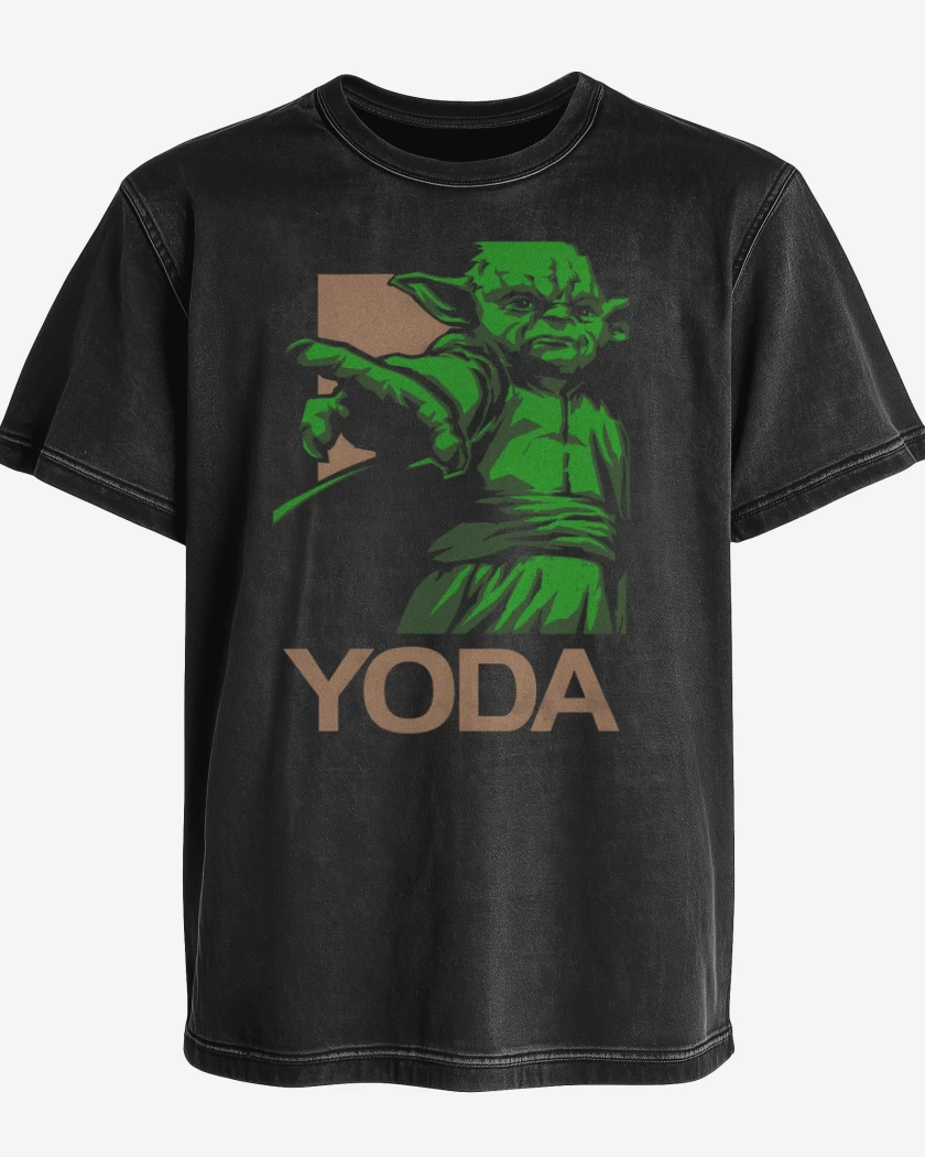 Polera desgastada Negro de Yoda brigido