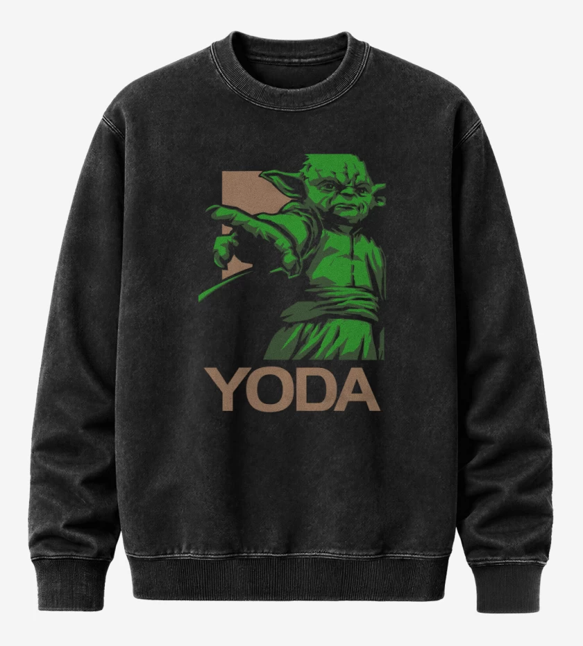 Poleron Polo Acid Wash Negro de Yoda brigido