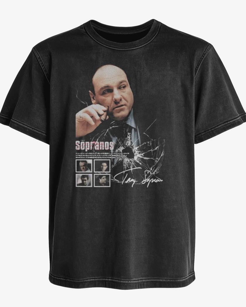 Polera desgastada Negro de Tony Soprano