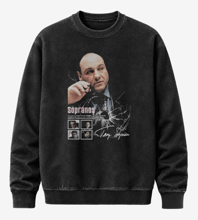 Poleron Polo Acid Wash Negro de Tony Soprano