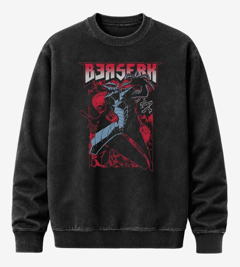 Poleron Polo Acid Wash Negro de Guts Berserk