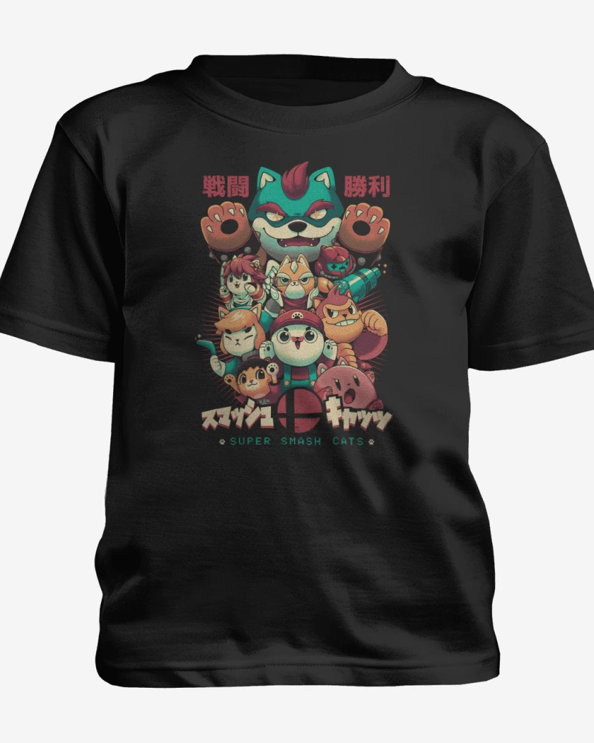 Polera de niño Negro de Super Neko Smash