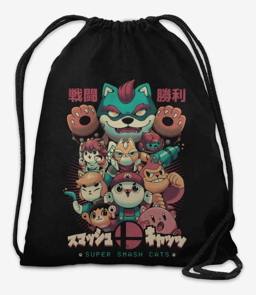 Mochila Negro de Super Neko Smash
