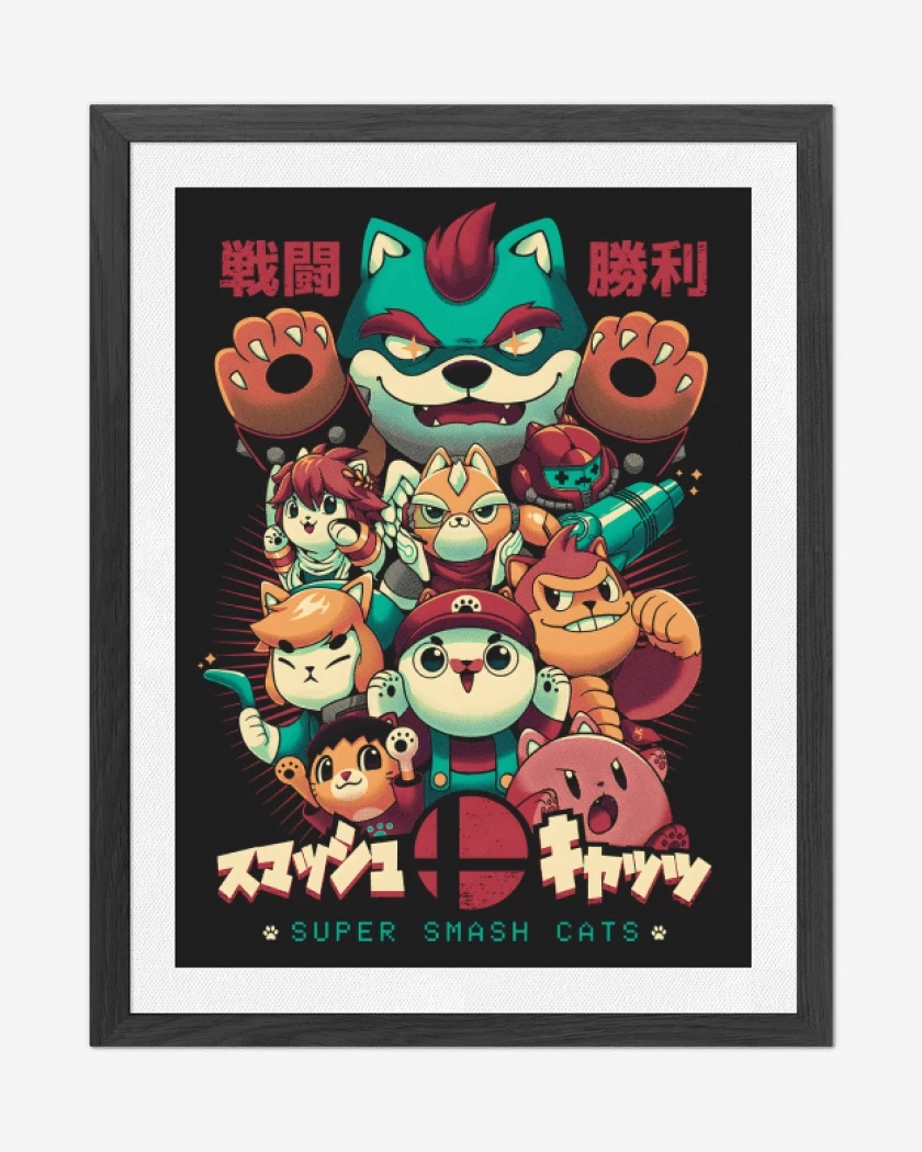 Cuadro decorativo Negro de Super Neko Smash