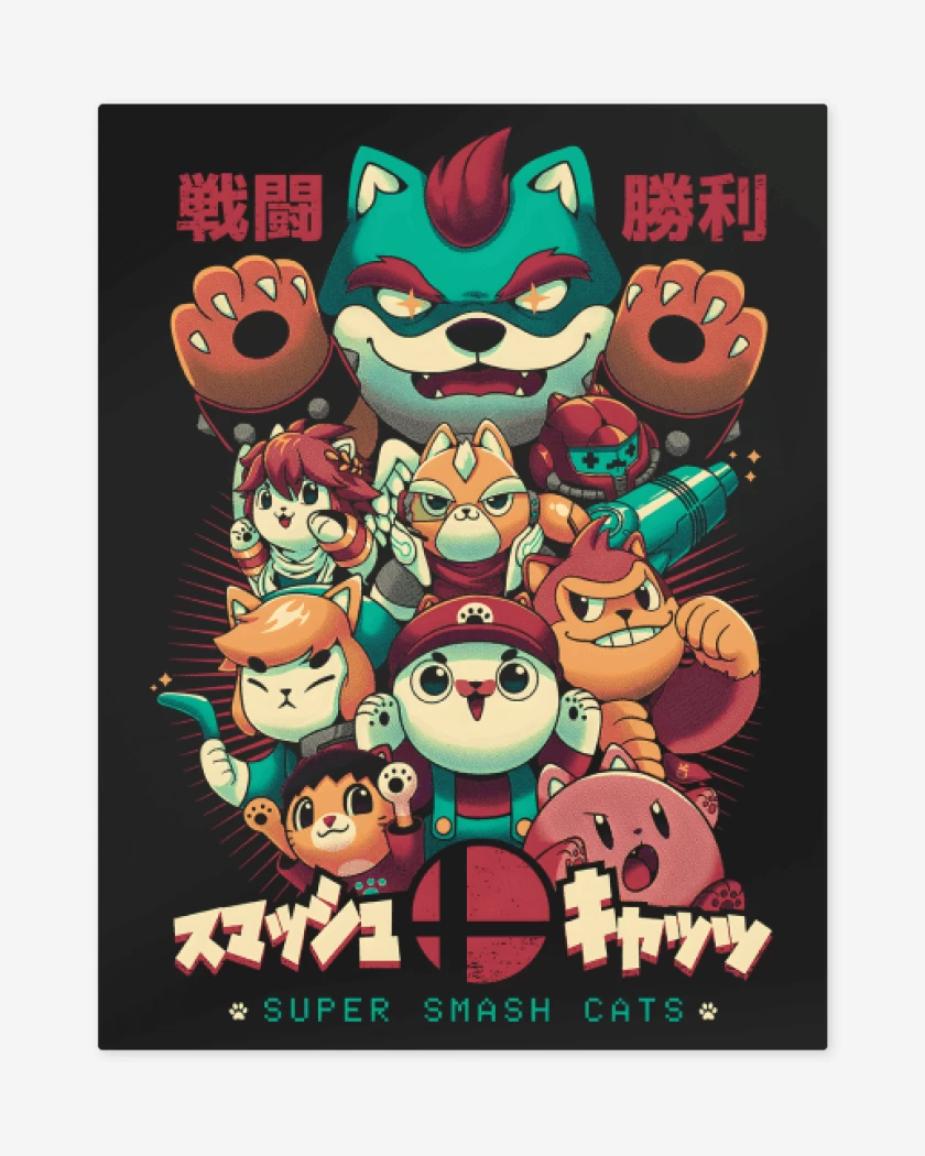 Print metalico Negro de Super Neko Smash