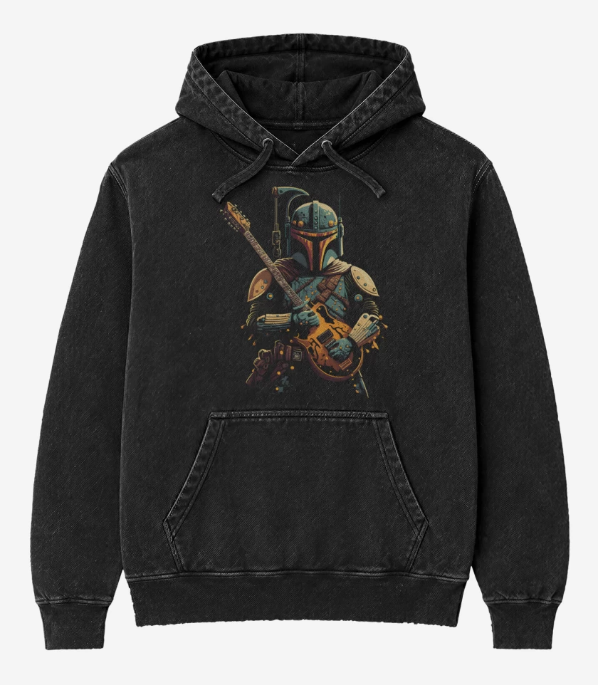 Poleron Canguro Acid Wash Negro de Guitarlorian