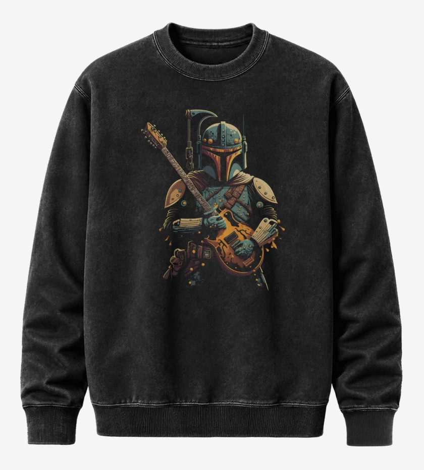 Poleron Polo Acid Wash Negro de Guitarlorian
