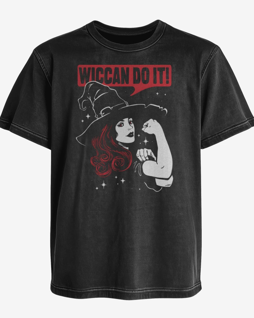 Polera desgastada Negro de Wiccan Do It